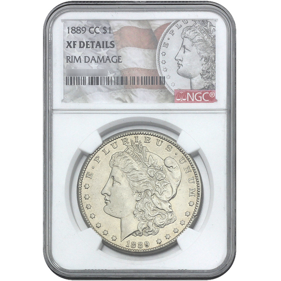 1889 CC Morgan Silver Dollar XF Details NGC Rim Damage