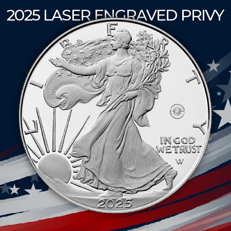 2025 W Laser Engraved Privy Silver American Eagle Coins