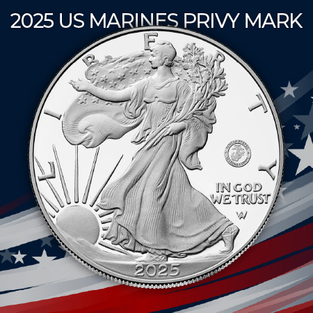 2025 P 250th Anniversary US Marine Corps Privy Silver American Eagle Coins