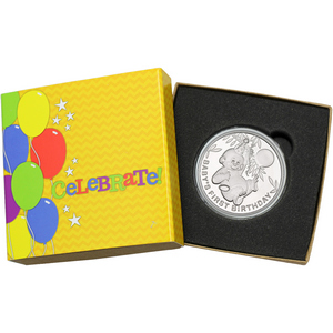 Baby's First Birthday 1oz .999 Silver Medallion Dated 2026 in Gift Box Baby's First Birthday 1oz .999 Silver Medallion Dated 2026 in Gift Box