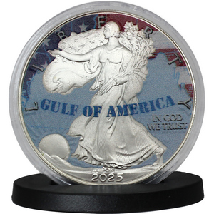 2025 Gulf of America Silver American Eagle BU Colorized Coin with Holder and COA 2025 Gulf of America Silver American Eagle BU Colorized Coin with Holder and COA