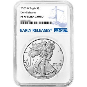 2023 W Silver American Eagle Coin PF70 UC ER NGC Blue Label 2023 W Silver American Eagle Coin PF70 UC ER NGC Blue Label