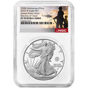 2025 W Silver American Eagle 250th US Army Privy Coin PF70 UC FDI NGC Military Label 2025 W Silver American Eagle 250th US Army Privy Coin PF70 UC FDI NGC Military Label