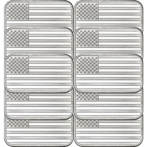 American Flag 1oz .999 Silver Bar 10pc American Flag 1oz .999 Silver Bar 10pc