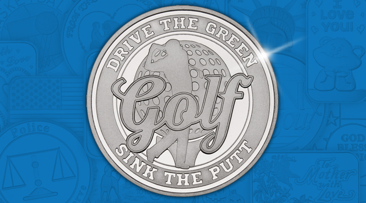 Golf Golf Drive the Green Sink the Putt 1oz .999 Silver Medallion - September Silver of the Month