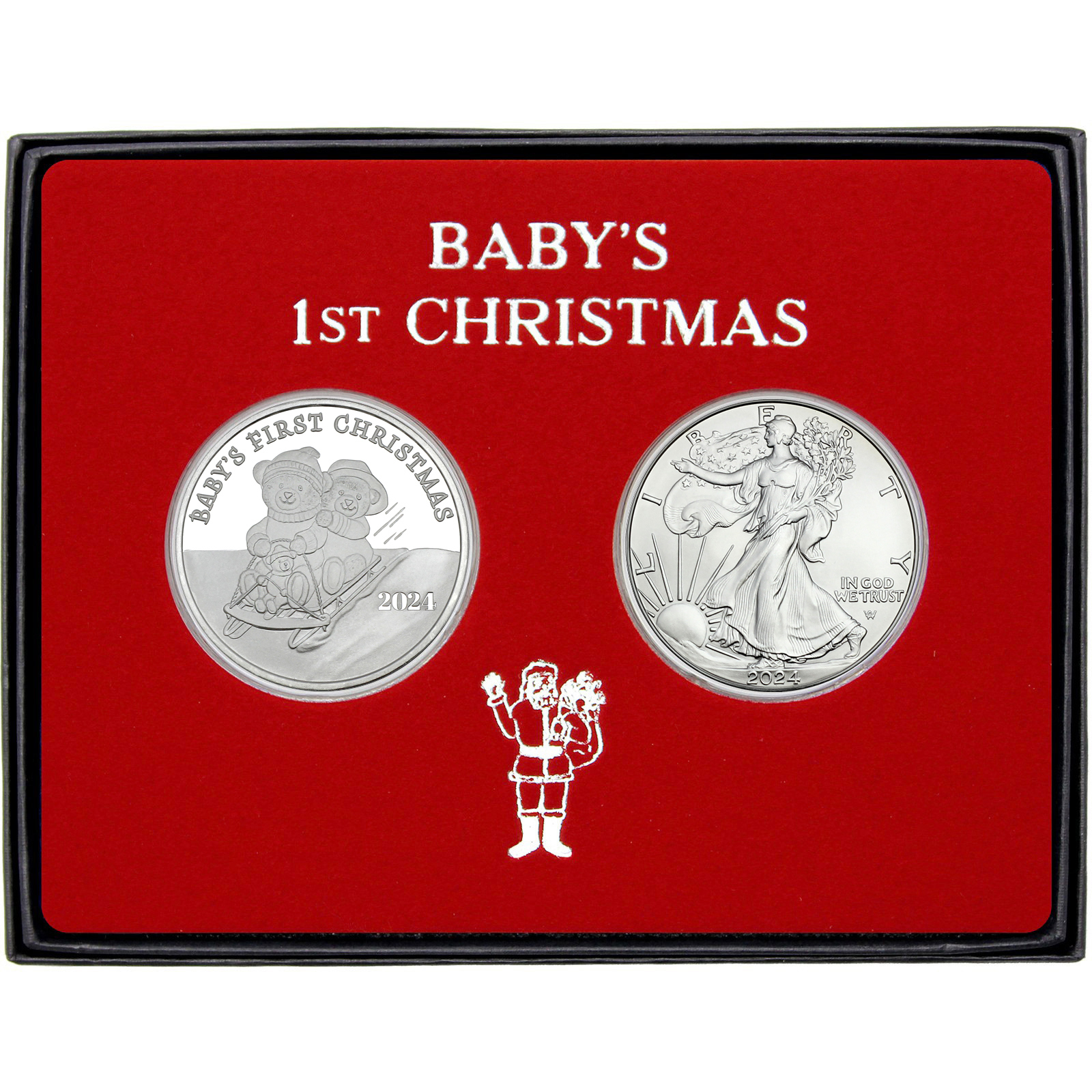 SilverTowne Baby's 1st Christmas 1oz .999 Silver Round & Silver Eagle