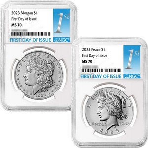 2023 S Morgan and Peace Silver Dollar Set PF70 FDI NGC Morgan