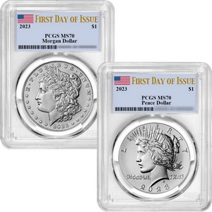 2023 S Morgan and Peace Silver Dollar Set PF70 FDI NGC Morgan