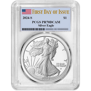 2024 S Silver American Eagle Coin PR70 DCAM FDI PCGS Flag Label 2024 S Silver American Eagle Coin PR70 DCAM FDI PCGS Flag Label