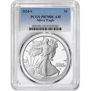 2024 S Silver American Eagle Coin PR70 DCAM PCGS Standard Blue Label 2024 S Silver American Eagle Coin PR70 DCAM PCGS Standard Blue Label