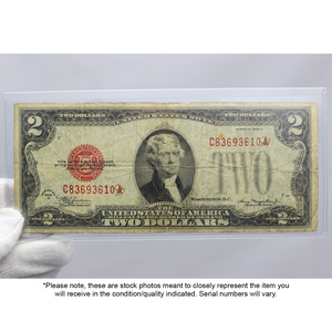 Series 1928/1953/1963 $2 Red Seal Legal Tender Note Damaged/Cull Condition Series 1928/1953/1963 $2 Red Seal Legal Tender Note Damaged/Cull Condition