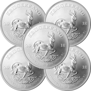 2018 South Africa Silver Krugerrand 1oz BU Coin 5pc 2018 South Africa Silver Krugerrand 1oz BU Coin 5pc