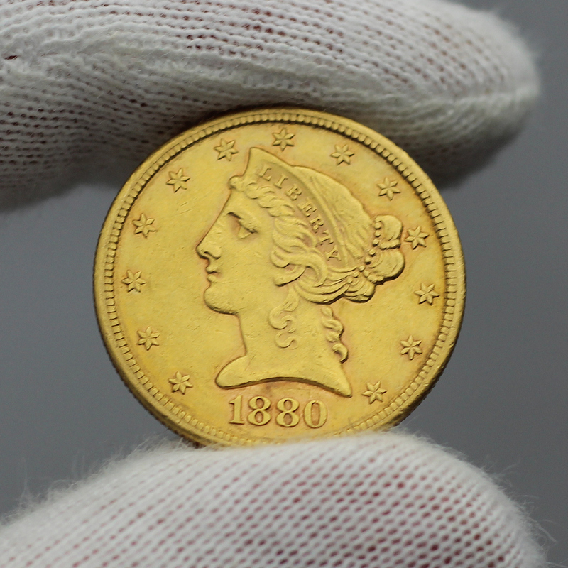 1880 S 5 Gold Liberty Extra Fine Condition SilverTowne