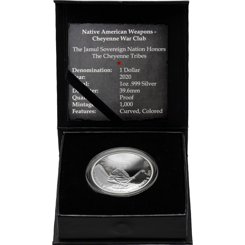 2020 silver cheyenne war club 1oz curved proof coin silvertowne 2020 silver cheyenne war club 1oz