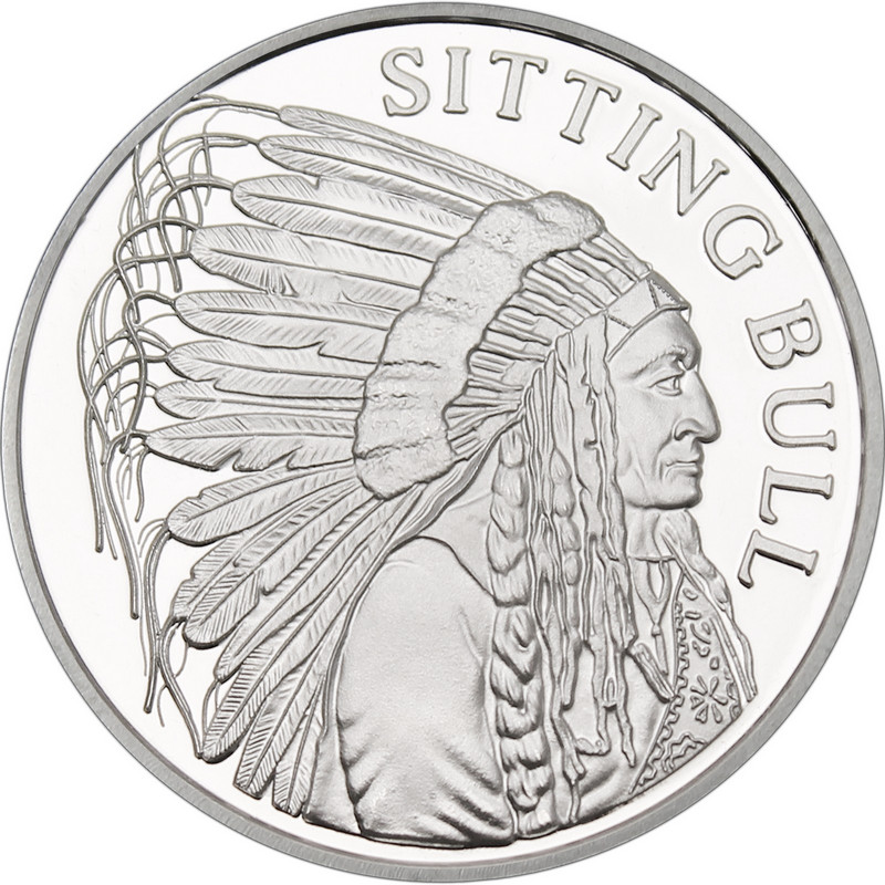 SilverTowne - Sitting Bull Indian 1oz .999 Silver Medallion in