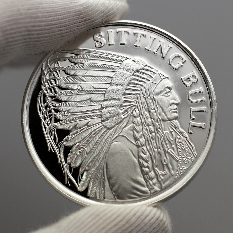 SilverTowne - Sitting Bull Indian 1oz .999 Silver Medallion in