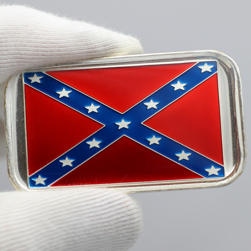 Confederate Flag & Eagle Enameled Belt Buckle