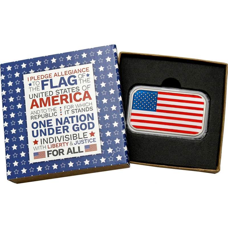 Enameled American Flag 1oz Silver Bar | SilverTowne