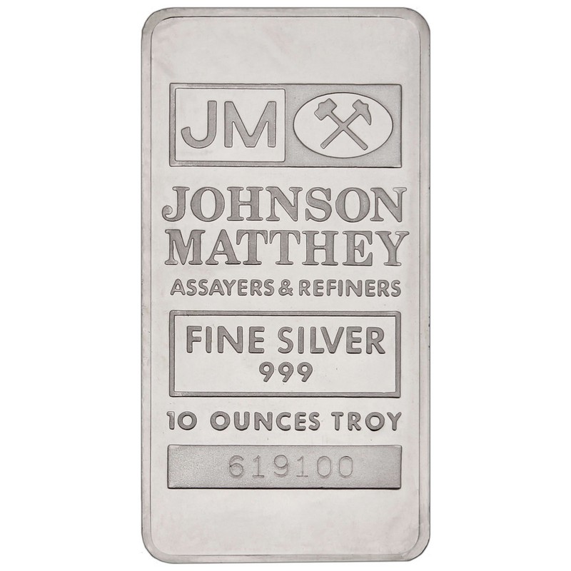 Johnson Matthey 10oz Silver Bars Silvertowne