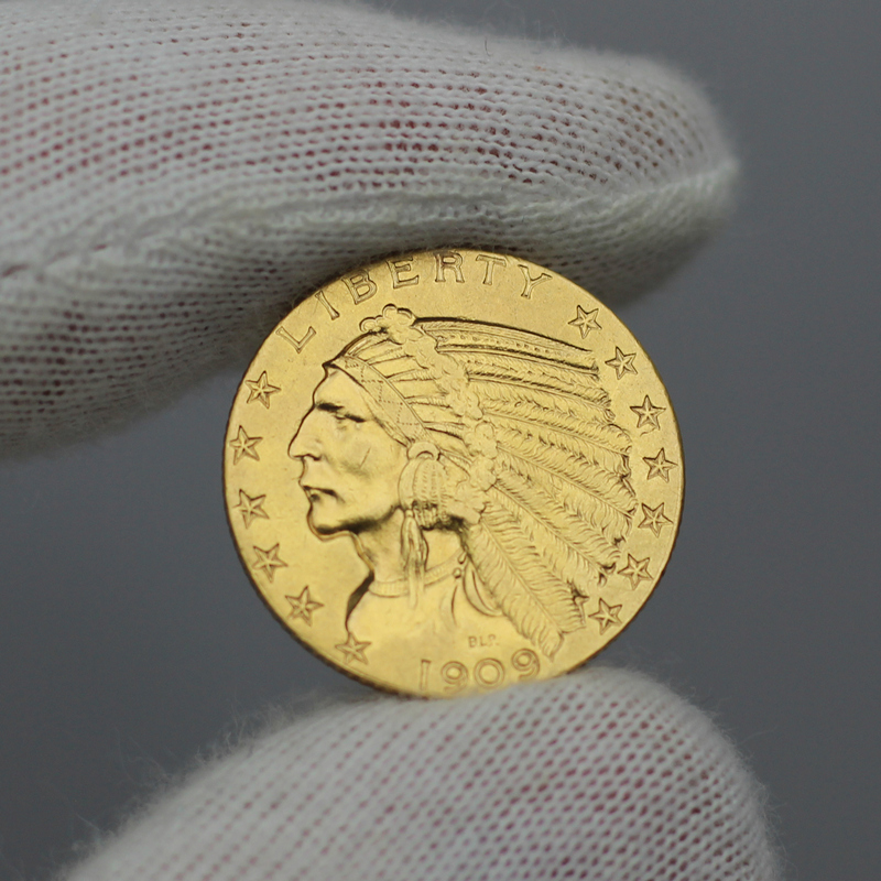 1909 D 5 Gold Indian Brilliant Uncirculated Condition SilverTowne