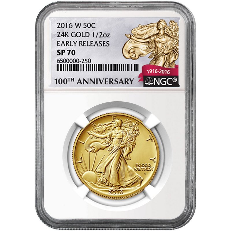 2016 W Gold Walking Liberty 12 Oz Sp70 Er Ngc 100th Ann Label