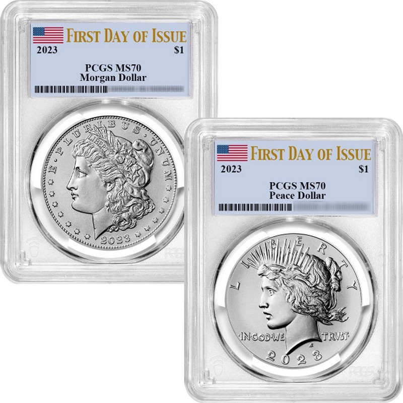 2021 Morgan & Peace Silver$ 6 Coin Set MS70 AR NGC | SilverTowne