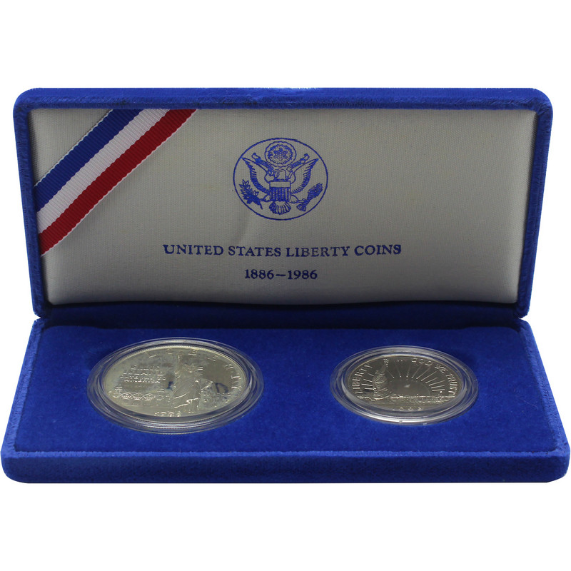 1986S US Statue of Liberty Silver and 1 2 PF Set SilverTowne