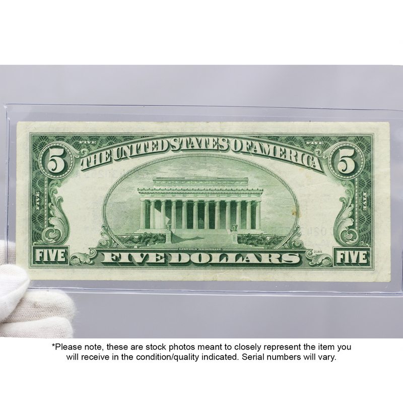 1953 Five Dollar Blue Seal Note Silver Certificate Old US Bill $5 Free  Shipping