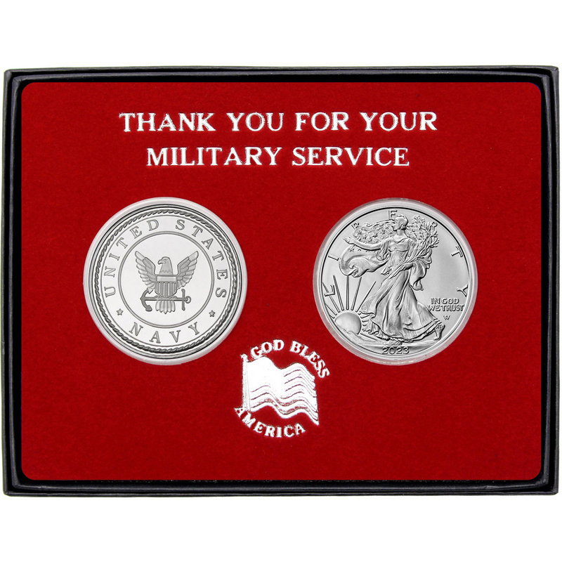 Military Service Navy 2pc Silver Gift Set Silvertowne