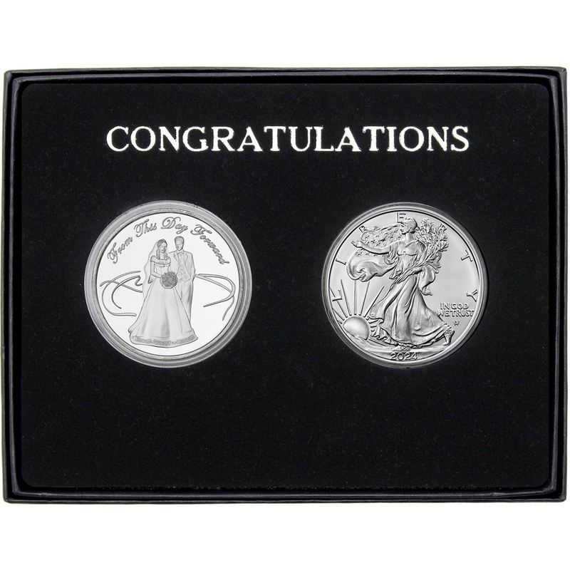 2024 Dated Wedding Couple 1oz .999 Fine Silver Round by