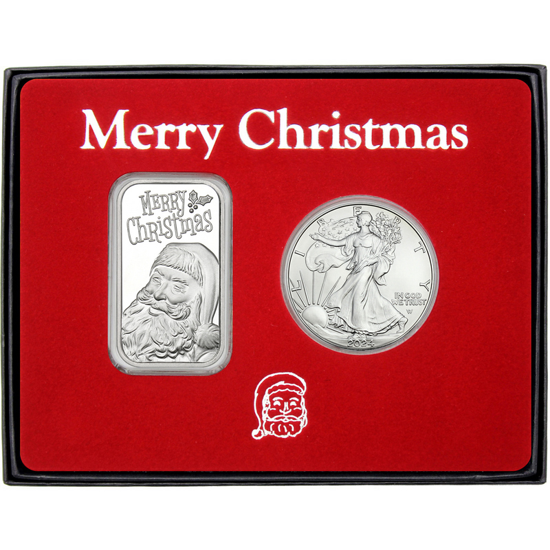 Santa Claus Silver Bar 2pc Set | SilverTowne