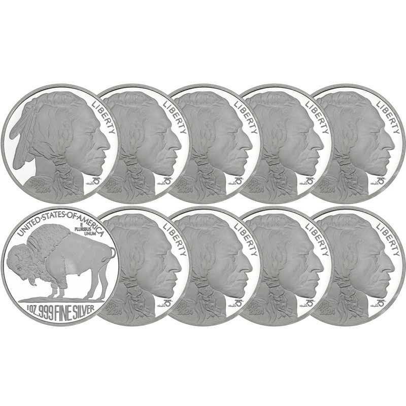 Outlet Lot of Three SilverTowne 1oz .999 Silver Buffalo Rounds