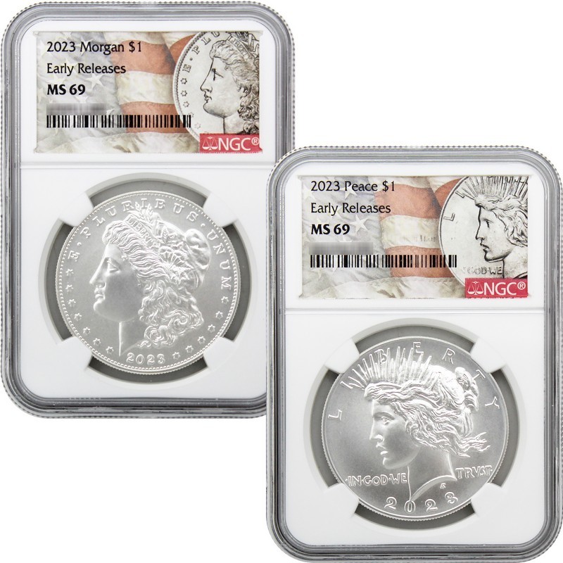 2-Coin Set 2023-S Morgan & Peace Silver Dollar w/OGP