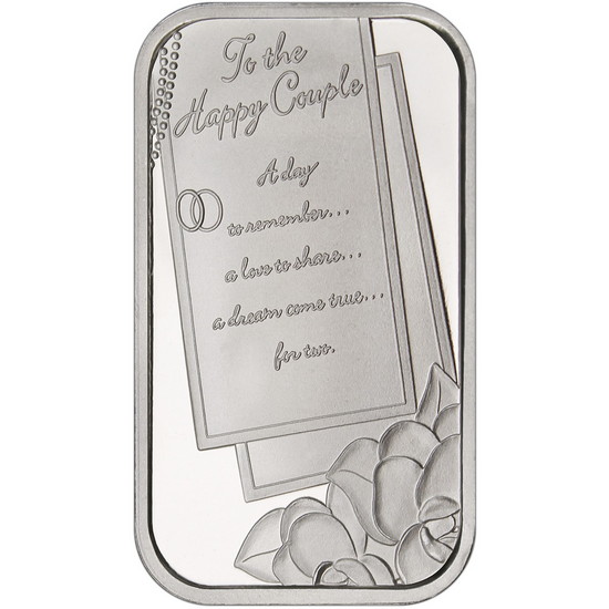 Wedding To The Happy Couple 1oz .999 Silver Bar Dated 2024 in Gift Box