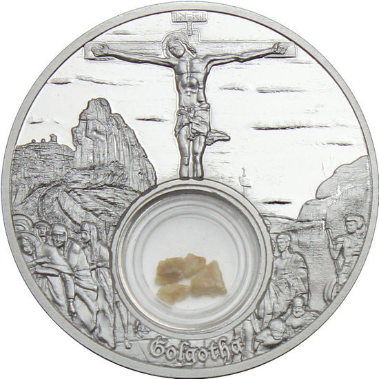 2023 Mesa Grande Silver In the Footsteps of Jesus: Golgotha with Stone from Golgotha 1oz Proof in OGP