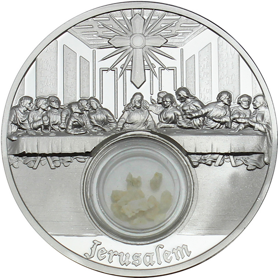 2022 Niue Silver In the Footsteps of Jesus: Jerusalem with Stone from Jerusalem 1oz Proof in OGP