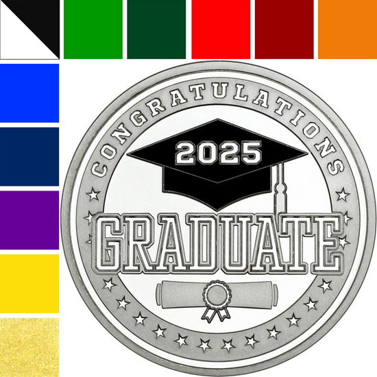 2025 Custom Enameled Congratulations Graduate 1oz .999 Silver Medallion in Gift Box