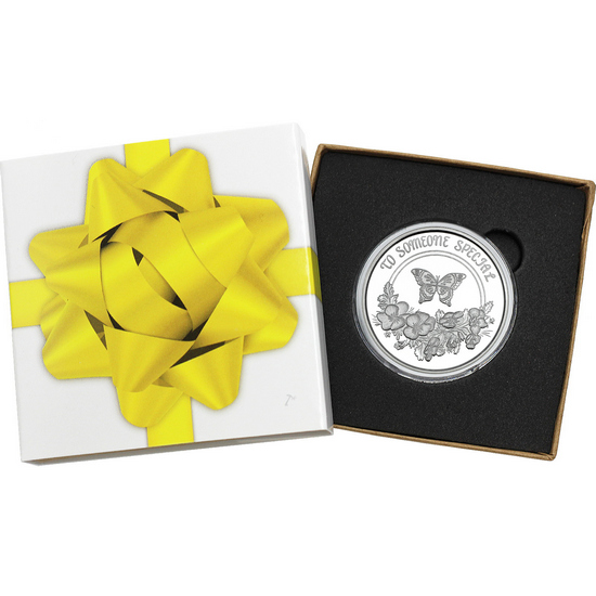 To Someone Special Butterfly and Pansy Flowers 1oz .999 Silver Medallion in Gift Box