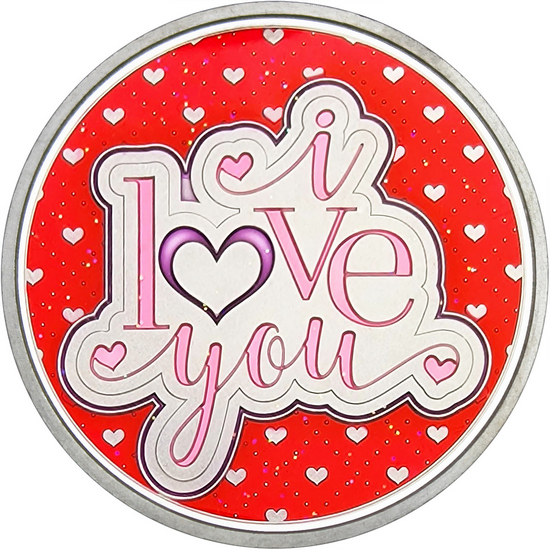 I Love You 1oz .999 Silver Medallion Enameled in Gift Box