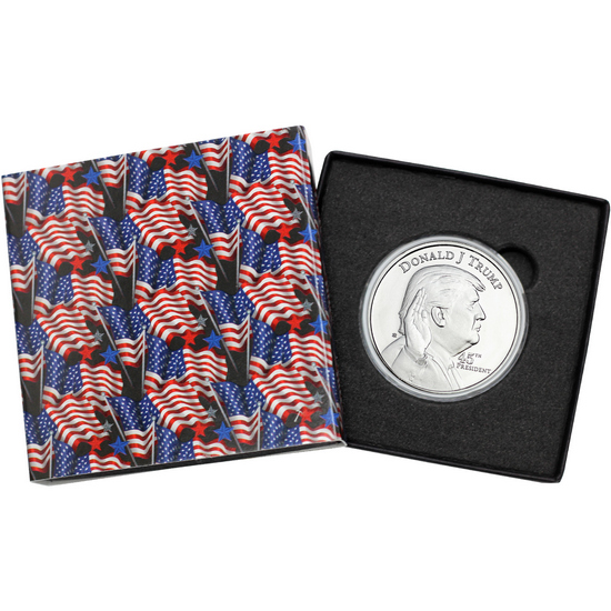 Donald Trump 45th President Swearing In 1oz .999 Silver Medallion in Gift Box