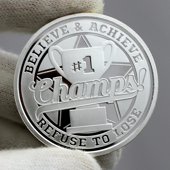 Champs! Believe & Achieve Refuse to Lose 1oz .999 Silver Medallion in Gift Box