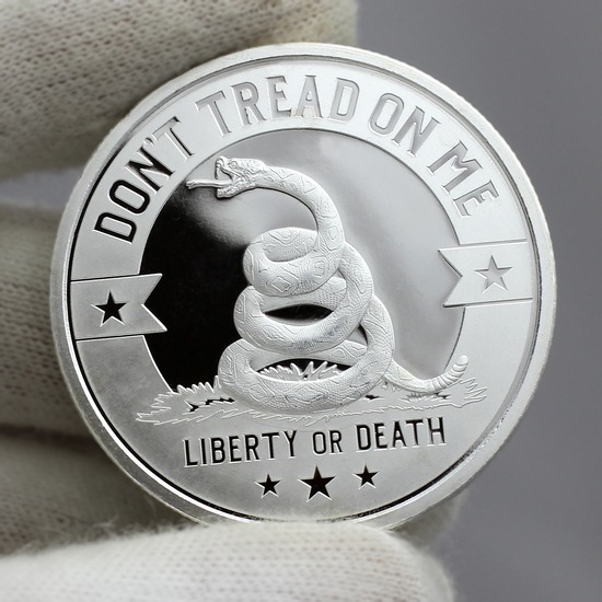 Don't Tread on Me Rattlesnake 1oz .999 Silver Medallion in Gift Box