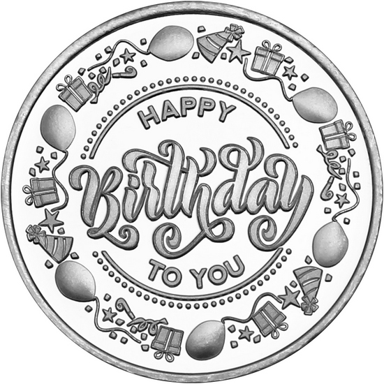 Happy Birthday To You Balloons Half Ounce .999 Silver Medallion in Gift Box