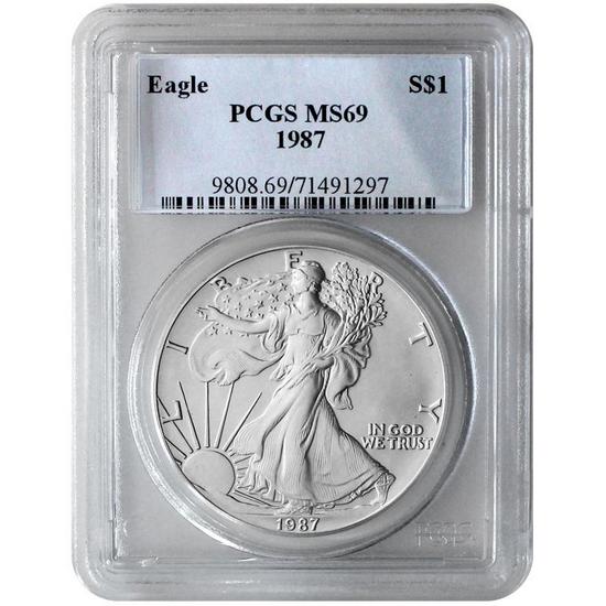 1987 Silver American Eagle MS69 PCGS