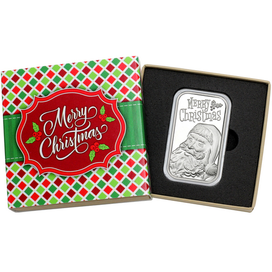 2024 Jolly Santa Claus Merry Christmas 1oz .999 Silver Bar in Gift Box