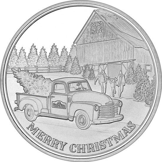 2024 Merry Christmas Tree Farm Truck 1oz .999 Silver Medallion in Gift Box
