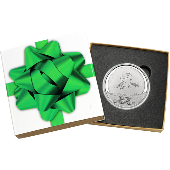 Happy Halloween Witch 1oz .999 Silver Medallion in Gift Box