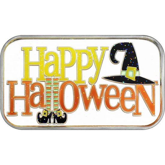 Happy Halloween Witch 1oz .999 Silver Bar Enameled in Gift Box