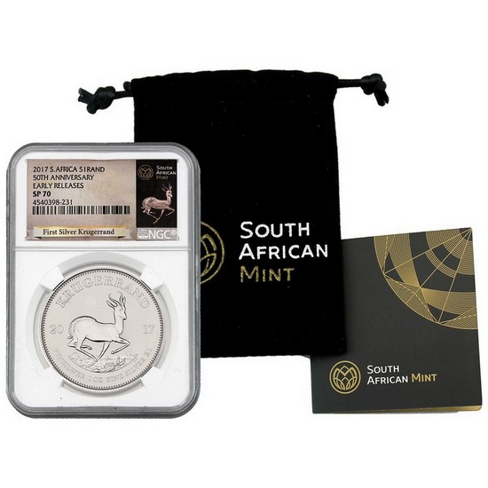 2017 South Africa Krugerrand Silver 1oz Coin SP70 ER NGC White Core