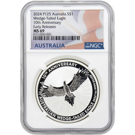 2024 P125 Australia Silver Wedge Tailed Eagle 1oz Coin MS69 ER NGC Flag Label